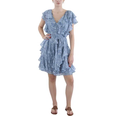 Ralph Lauren Womens Above Knee Floral Print Mini Dress In Blue