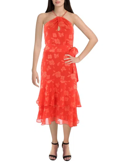 Lauren Ralph Lauren Womens Belted Long Maxi Dress In Red