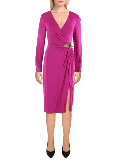 Lauren Ralph Lauren Womens Buckle-trim Knee-length Cocktail And Party Dress In Pink