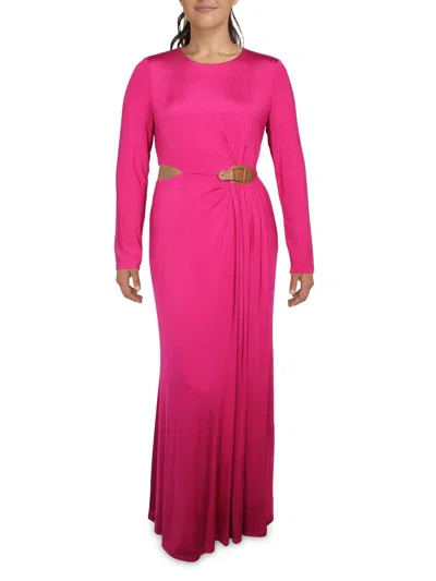 Lauren Ralph Lauren Womens Buckle Trim Long Evening Dress In Pink