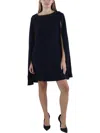 Ralph Lauren Cape Georgette Cocktail Dress In Blue