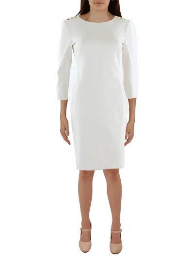 Lauren Ralph Lauren Womens Career Office Sheath Dress In White