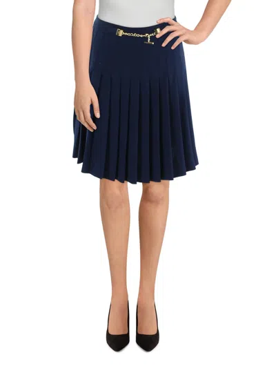 Lauren Ralph Lauren Womens Chain Mini Pleated Skirt In Blue