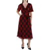 Ralph Lauren Womens Check Print Surplice Midi Dress In Red