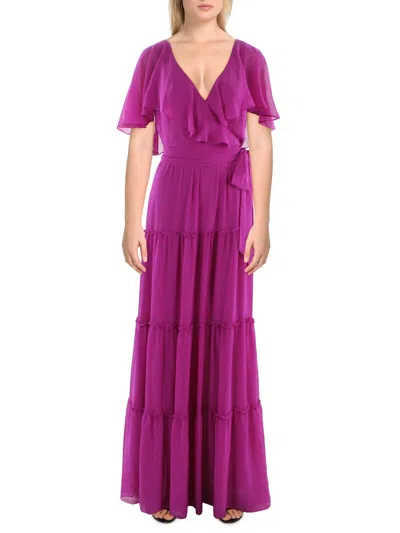 Lauren Ralph Lauren Womens Chiffon Tiered Maxi Dress In Pink