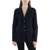 Ralph Lauren Women's Plus Size Combed Cotton Single-breasted Blazer In Blue