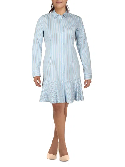 Lauren Ralph Lauren Womens Cotton Short Shirtdress In Blue