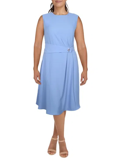 Lauren Ralph Lauren Womens Double-faced Sleeveless Fit & Flare Dress In Blue