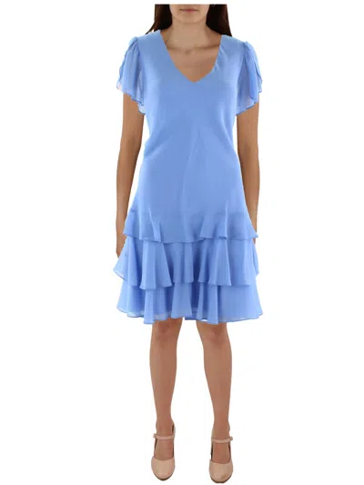 Lauren Ralph Lauren Womens Drop-waist Short Shift Dress In Blue