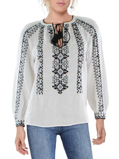 Lauren Ralph Lauren Womens Embroidered Boho Pullover Top In Multi