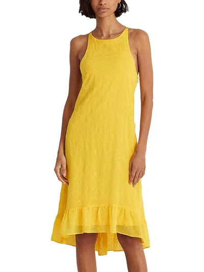 Lauren Ralph Lauren Womens Embroidered Sleeveless Shift Dress In Yellow