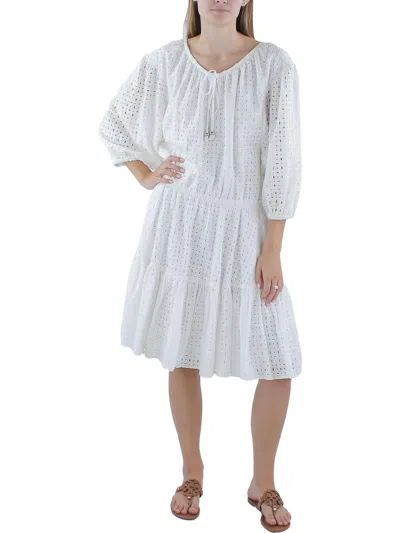 Ralph Lauren Womens Embroidered Smocked Tunic Dress In White
