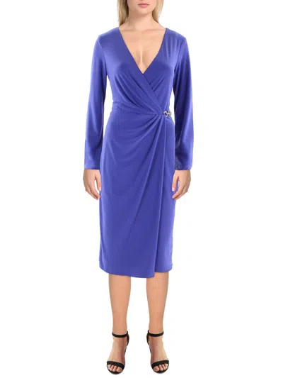 Lauren Ralph Lauren Womens Faux Wrap Short Wrap Dress In Purple