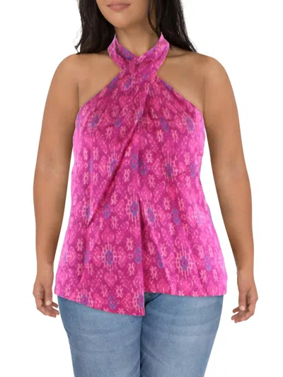 Lauren Ralph Lauren Womens Faux Wrap Work Wear Halter Top In Pink
