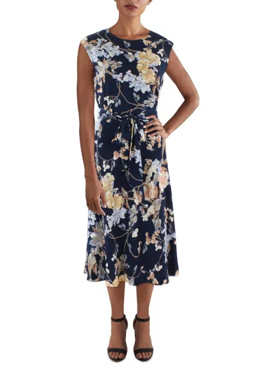Lauren Ralph Lauren Womens Floral Belted Midi Dress In Multi