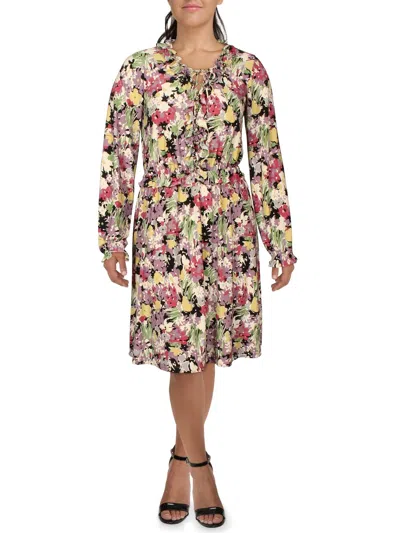 Lauren Ralph Lauren Womens Floral Print Knee-length Fit & Flare Dress In Multi