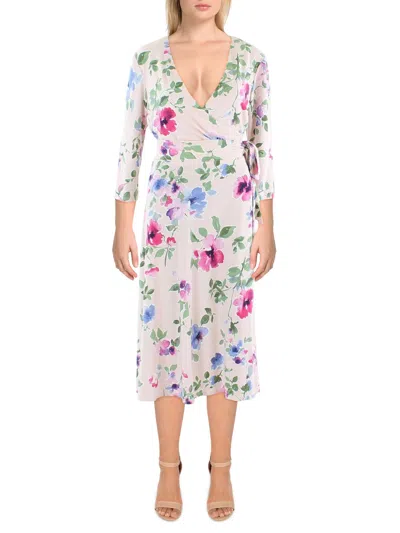 Lauren Ralph Lauren Womens Floral Surplice Midi Dress In Multi