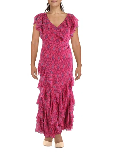 Lauren Ralph Lauren Womens Geo Print Long Evening Dress In Pink