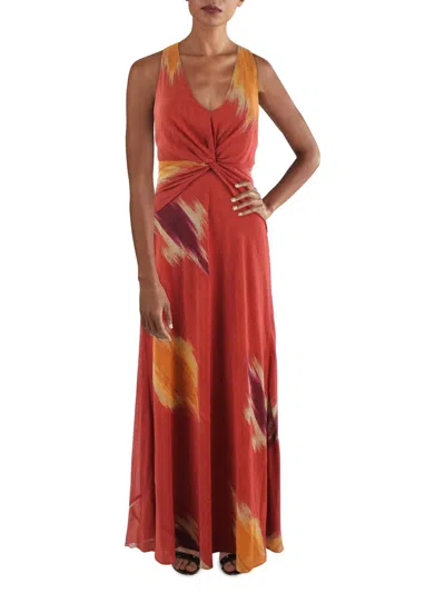 Lauren Ralph Lauren Womens Geo Print Long Maxi Dress In Red