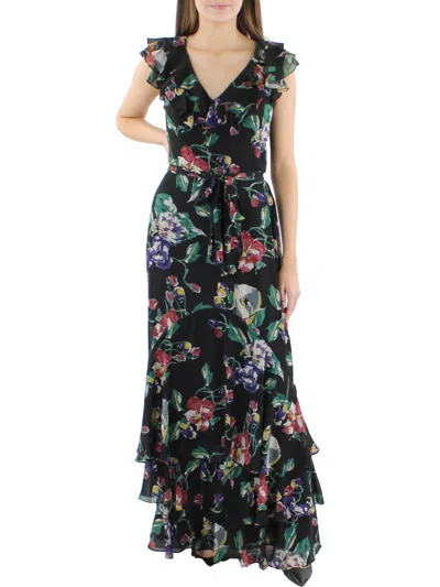 Lauren Ralph Lauren Womens Georgette Floral Print Maxi Dress In Multi