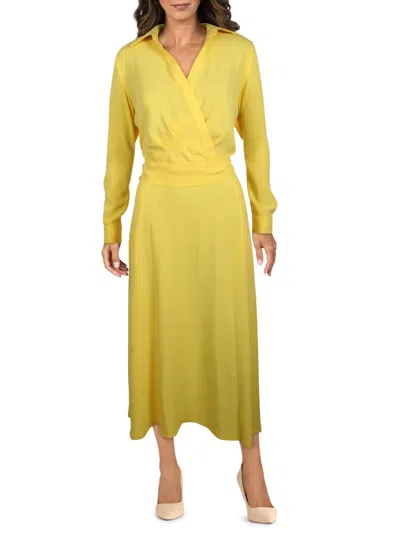 Lauren Ralph Lauren Womens Georgette Surplice Midi Dress In Yellow