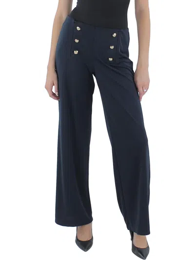 Ralph Lauren Womens High Rise Pull On Wide Leg Pants In Blue
