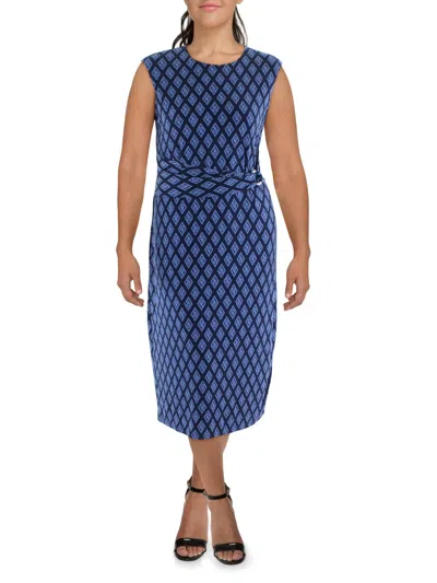 Lauren Ralph Lauren Womens Jersey Logo Print Midi Dress In Blue