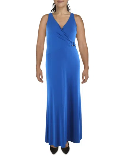 Lauren Ralph Lauren Womens Jersey Long Evening Dress In Blue