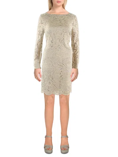 Lauren Ralph Lauren Womens Lace Mini Shift Dress In Beige