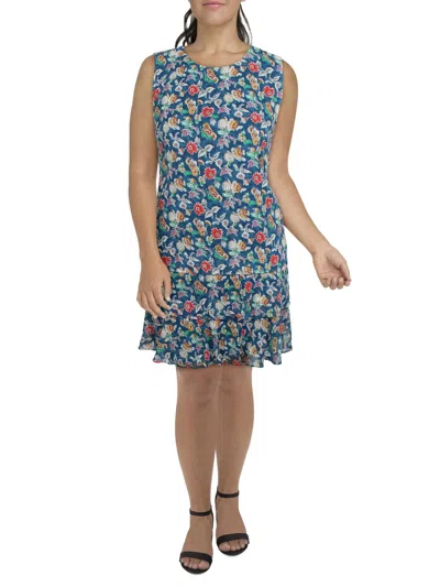 Lauren Ralph Lauren Womens Layered Mini Shift Dress In Blue