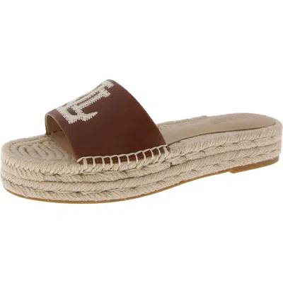 Ralph Lauren Women's Polly Espadrille Flat Sandals In Deep Saddle Tan,cream