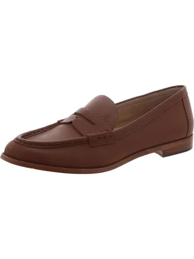 Ralph Lauren Womens Leather Slip-on Loafers In Brown