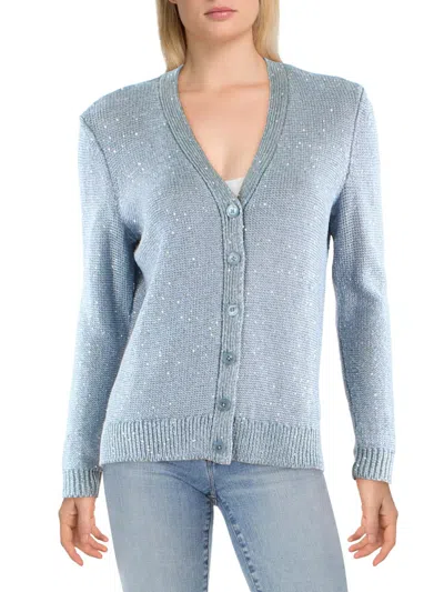 Lauren Ralph Lauren Womens Linen Blend Shimmer Cardigan Sweater In Multi