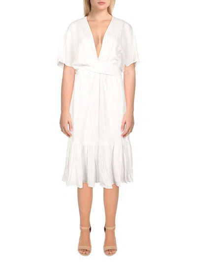 Lauren Ralph Lauren Womens Linen Tie Waist Midi Dress In White