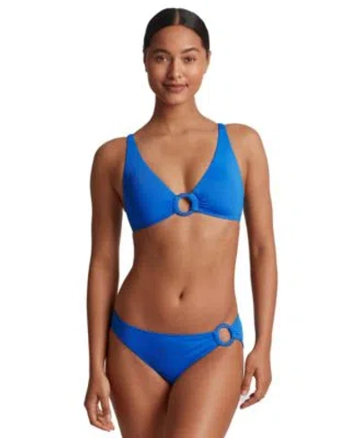 Ralph Lauren Womens Macrame O Ring Bikini Top Bottoms In Electric Blue