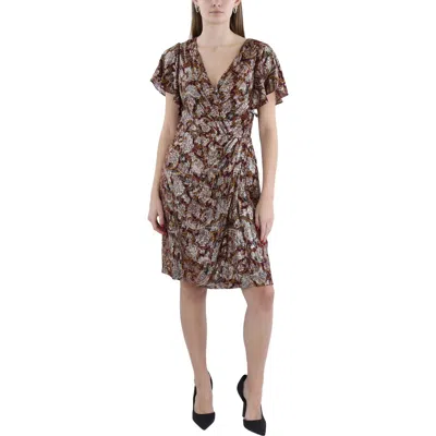 Ralph Lauren Womens Metallic Above Knee Wrap Dress In Multi