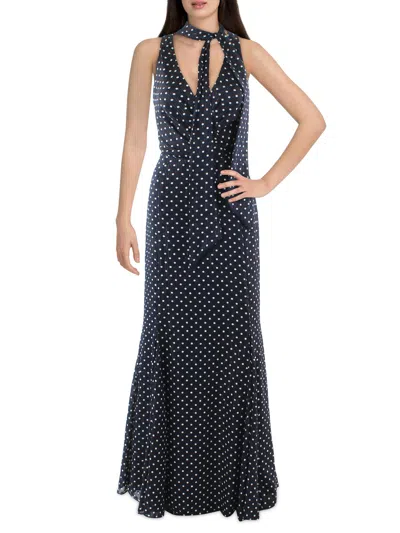 Lauren Ralph Lauren Womens Metallic Maxi Evening Dress In Blue