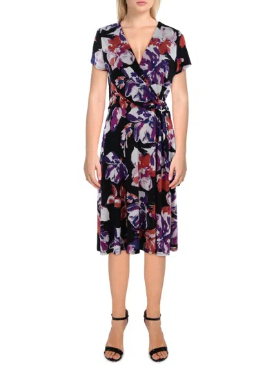 Ralph Lauren Womens O-ring Cap Sleeve Midi Dress In Multi