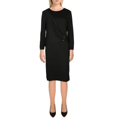 Ralph Lauren Womens O Ring Knee Length Shift Dress In Black