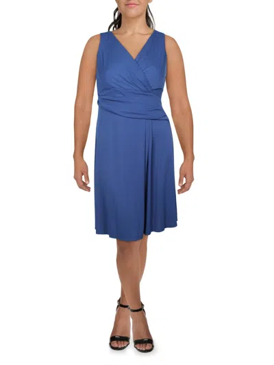 Lauren Ralph Lauren Womens Party Knee Fit & Flare Dress In Blue