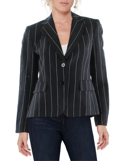 Lauren Ralph Lauren Womens Pinstripe Business Two-button Blazer In Black