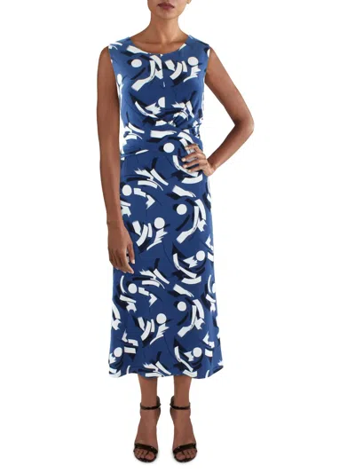 Lauren Ralph Lauren Womens Printed Gathered Midi Dress In Blue
