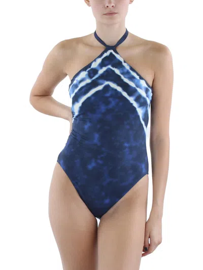 Lauren Ralph Lauren Womens Printed Nylon One-piece Swimsuit In Blue