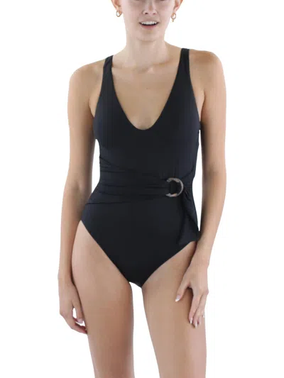 Lauren Ralph Lauren Womens Removable Padding Nylon One-piece Swimsuit In Black