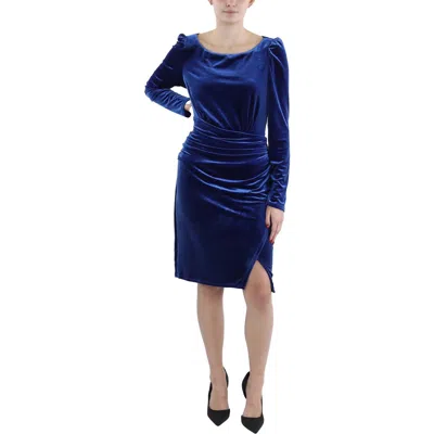 Ralph Lauren Womens Ruched Knee Length Shift Dress In Blue