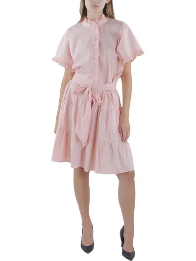 Ralph Lauren Womens Ruffled Cotton Shirtdress In Pink