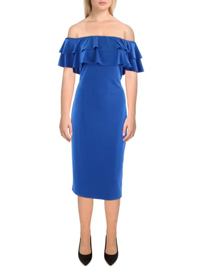 Lauren Ralph Lauren Womens Semi-formal Knee-length Cocktail And Party Dress In Blue