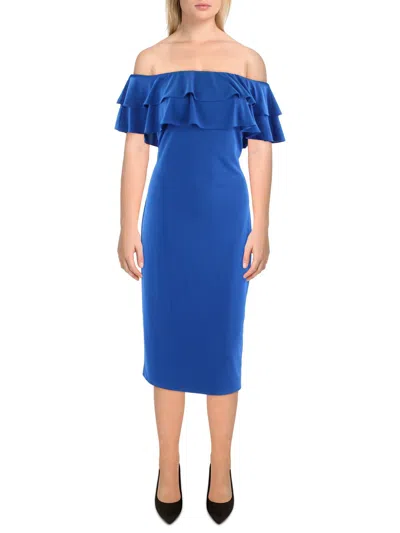 Ralph Lauren Womens Semi-formal Knee-length Cocktail And Party Dress In Blue