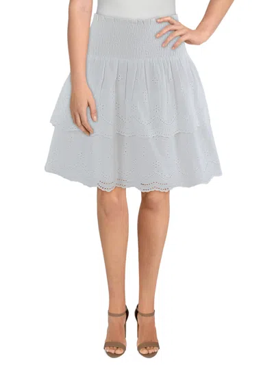 Ralph Lauren Womens Smocked Tiered Mini Skirt In White