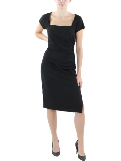 Lauren Ralph Lauren Womens Square Neck Cap Sleeve Midi Dress In Black